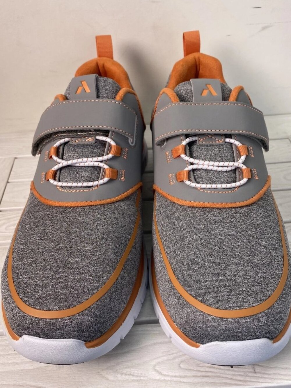 Anodyne Women's Size 9 No.45 Sport Jogger Sneakers Grey Orange Bungee Lace